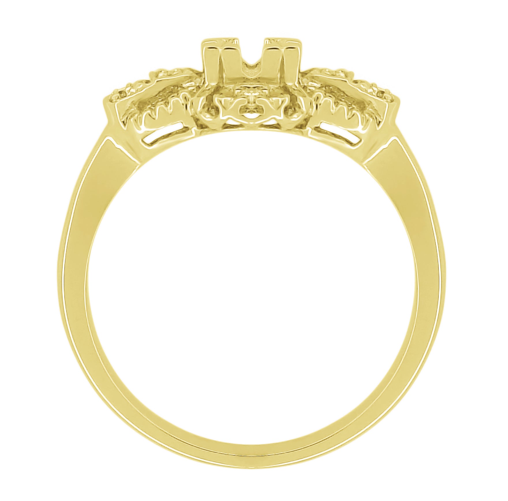 1920's East to West Yellow Gold Engagement Ring Semimount for a 1/4 Carat Round Diamond - Item: R680Y - Image: 3