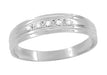 Vintage Men's Diamond Retro Moderne Wedding Ring in 14 Karat White Gold