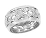 Mid Century Modern Retro Platinum Scrolls and Leaves Filigree Wedding Ring