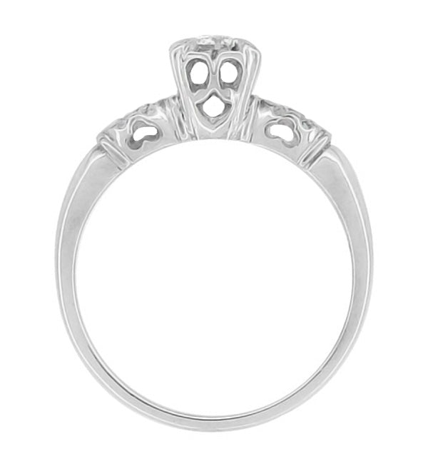 Rosalie Retro Moderne Illusion Vintage Diamond Engagement Ring in 14 Karat White Gold - Item: R727 - Image: 3