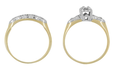 Sedgwick 1940's Two-Tone Vintage Diamond Engagement Ring and Wedding Band Set in 14K Yellow and White Gold - alternate view