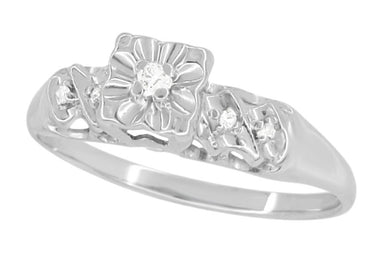 Rylie Mid Century Modern Vintage Diamond Engagement Ring in 14K White Gold - alternate view