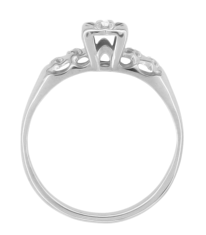 Rylie Mid Century Modern Vintage Diamond Engagement Ring in 14K White Gold - Item: R747 - Image: 4