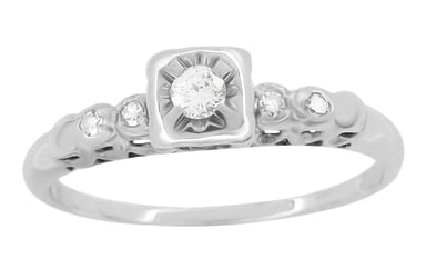 Anabel 1950's Vintage Mid Century Modern Square Halo Engagement Ring in 14 Karat White Gold
