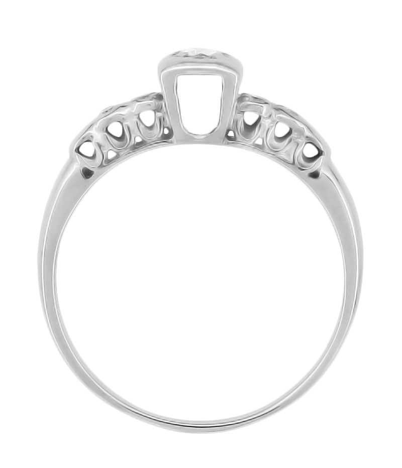 Anabel 1950's Vintage Mid Century Modern Square Halo Engagement Ring in 14 Karat White Gold - Item: R759 - Image: 3