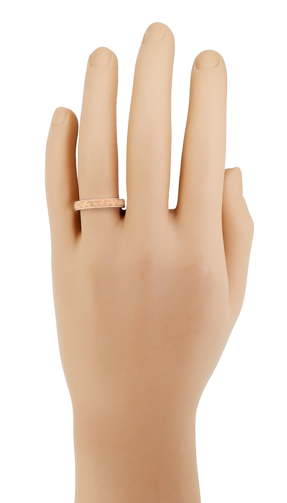R803R 1950s Rose Gold Wedding Ring on a Man's Hand