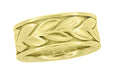 Art Nouveau Vintage Style Sculptural Vine Leaves 8mm Wide Wedding Band in 14 Karat Yellow Gold