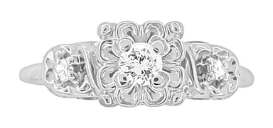 Carlotta 1940's Mid Century Retro Modern Vintage Diamond Engagement Ring in 14 Karat White Gold - alternate view