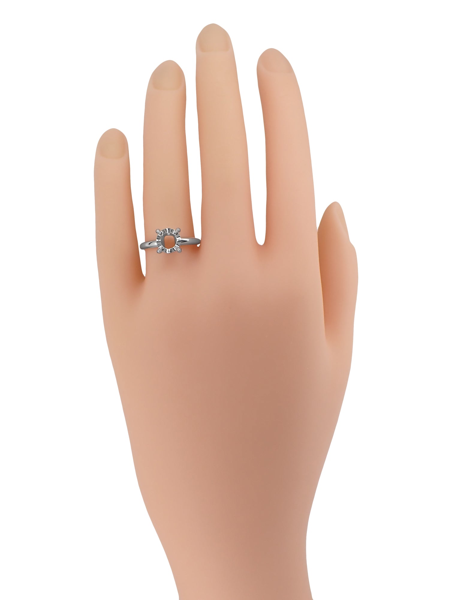 Vintage 1950's Design Illusion Solitaire Ring Setting in 14K White Gold - for a 3/4 Ct (6mm) to 1 Ct Diamond (6.5mm) - Item: R848W75 - Image: 4