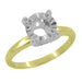 6mm - 6.5mm Mixed Metals Setting in Yellow and White Gold for a Round Diamond - Vintage Mid Century Two Tone Illusion Setting