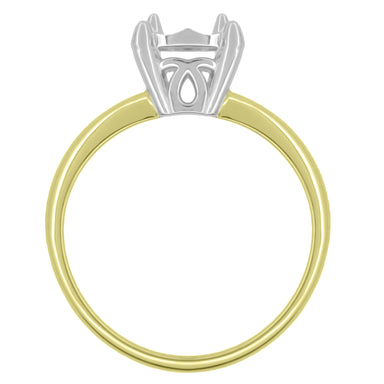 Vintage Style Illusion Solitaire Ring Setting in Two-Tone 14K Yellow and White Gold - for a 3/4 Ct (6mm) to 1 Ct Diamond (6.5mm) - alternate view