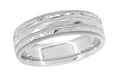 Kaleidoscope and Chevrons 6mm Wide Retro Engraved Wedding Band in White Gold