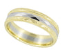 Mens Geometric Scultpural Pattern Two Tone 1950's Vintage Wedding Ring 6mm Wide Yellow and White Gold Mixed Metal - R859YWY