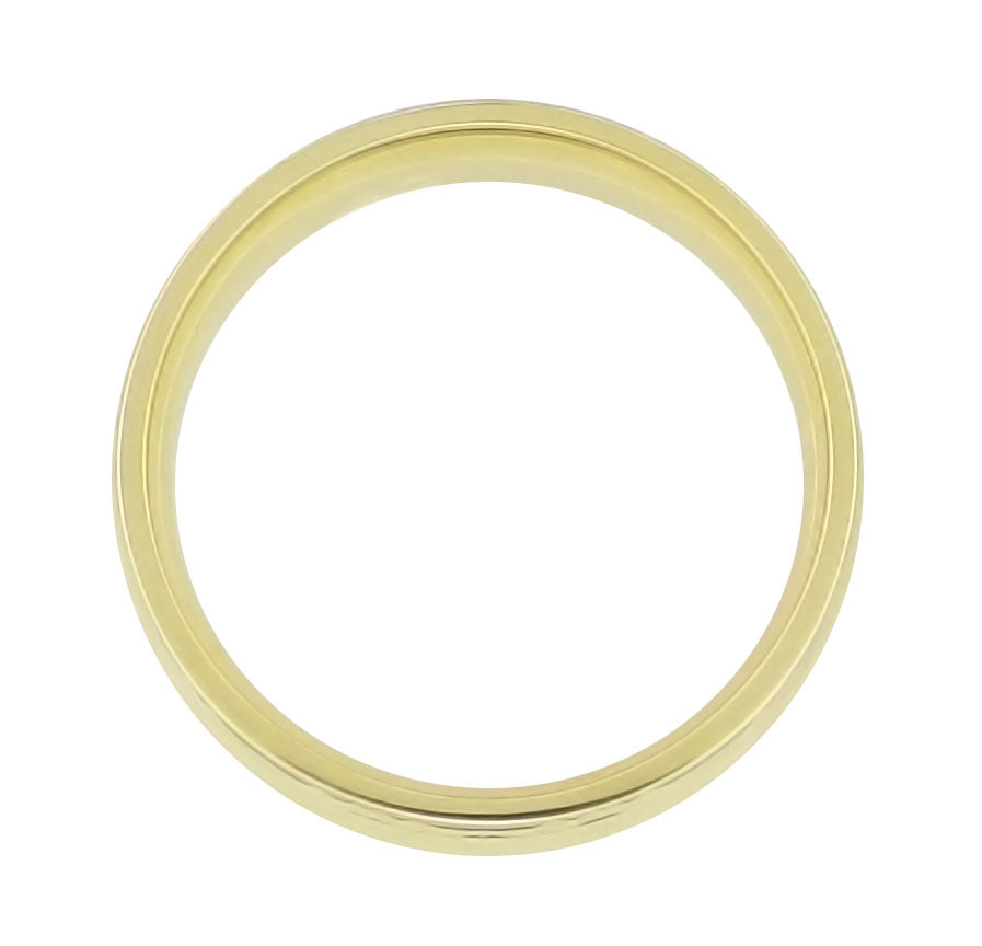 Mid Century Modern Circles and Chevrons Retro Engraved 6mm Wide Wedding Band in Yellow Gold - Item: R860Y - Image: 2