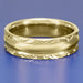 Mid Century Modern Circles and Chevrons Retro Engraved 6mm Wide Wedding Band in Yellow Gold