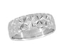 8mm Wide Vintage Starbursts Engraved Mid Century Modern White Gold Wedding Ring