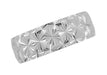 8mm Wide Vintage Starbursts Engraved Mid Century Modern White Gold Wedding Ring