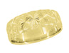 Yellow Gold Vintage Starbursts Engraved Mid Century Modern Wedding Ring  - 8mm Wide