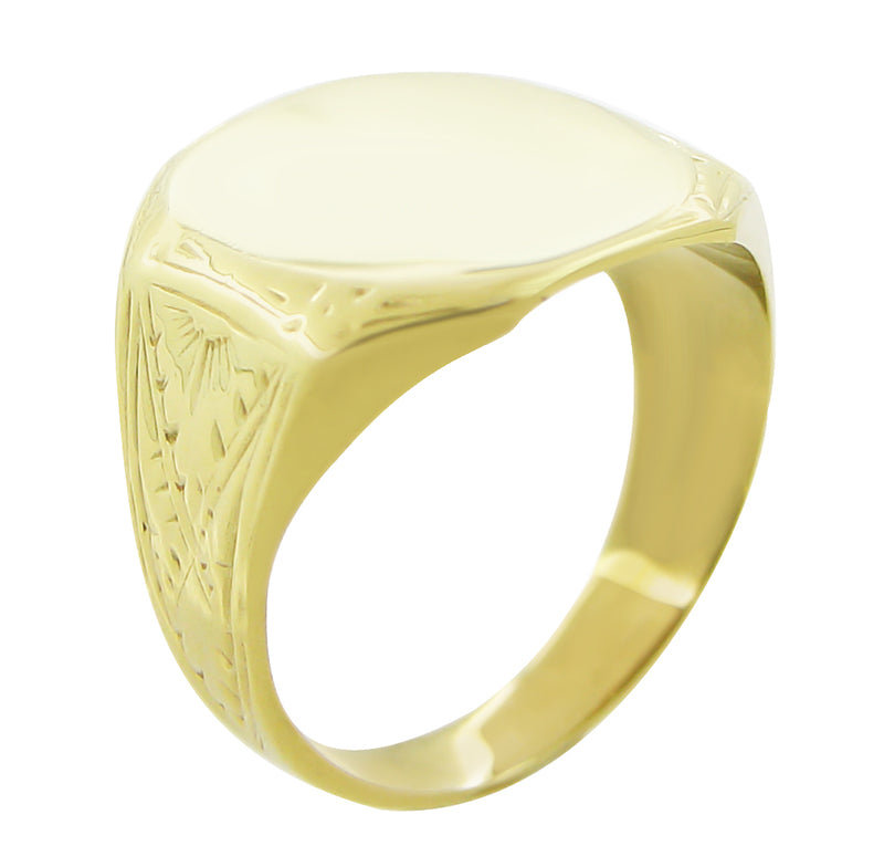 Mens Sunburst Antique Victorian Rectangular Signet Ring in Yellow Gold —  Antique Jewelry Mall