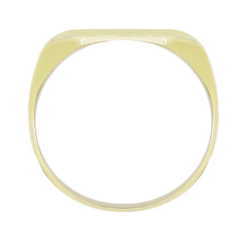 Low Profile Signet Ring for a Man - Sunburst Antique Victorian Rectangular Signet Ring - Yellow Gold