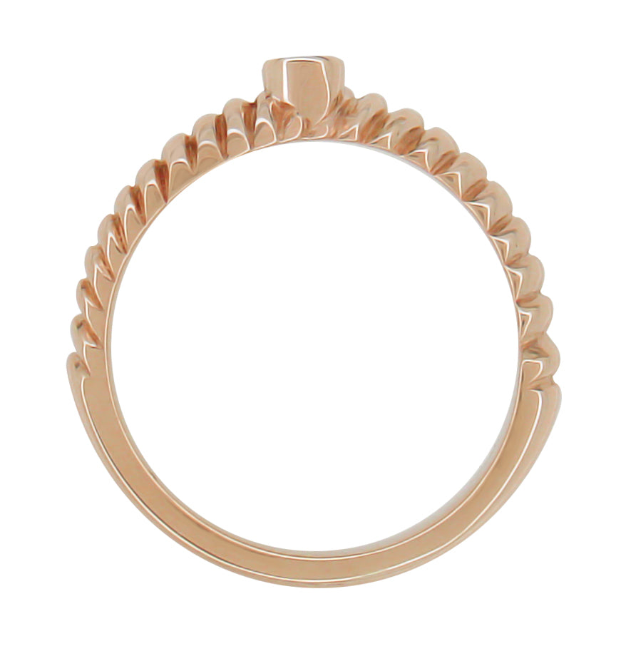 1970's Rose Gold Boho Twist Diamond Solitaire Ring - Item: R887R-LC - Image: 2