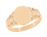 Victorian Engraved Fleur-de-Lis Oval Pinky Signet Ring in 14 Karat Rose Gold