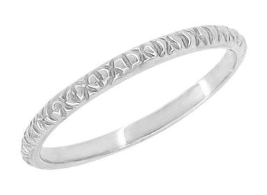 1950's Vintage Design Stackable Thin Wedding Band in 14 Karat White Gold