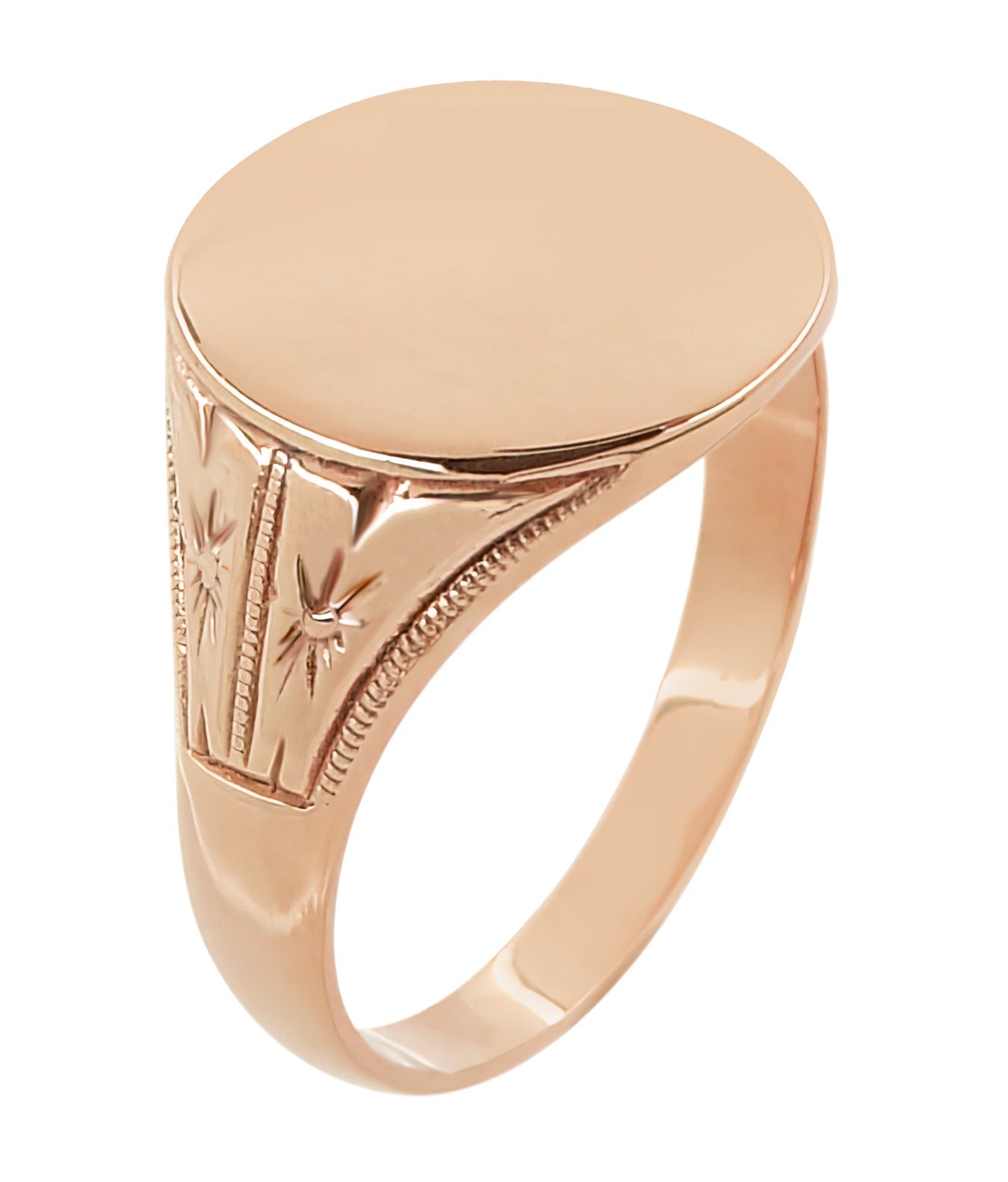 Kent Victorian Carved Vintage Inspired 14K Rose Gold Oval Signet Ring - Item: R980R - Image: 2