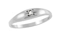 Victorian Domed White Gold Baby Ring with Single Cut Diamond