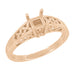 Art Nouveau Flowers & Leaves 14 Karat Rose Gold Filigree Engagement Ring Setting for a 3/4 - 1 Carat Diamond