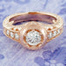 Rose Gold Art Deco Filigree Flowers & Scrolls 1/2 Carat Engraved Diamond Engagement Ring