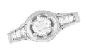 Art Deco Filigree Scrolls and Flowers Carved Low Profile 3/4 Carat Diamond Engagement Ring Setting in White Gold - 14K or 18K