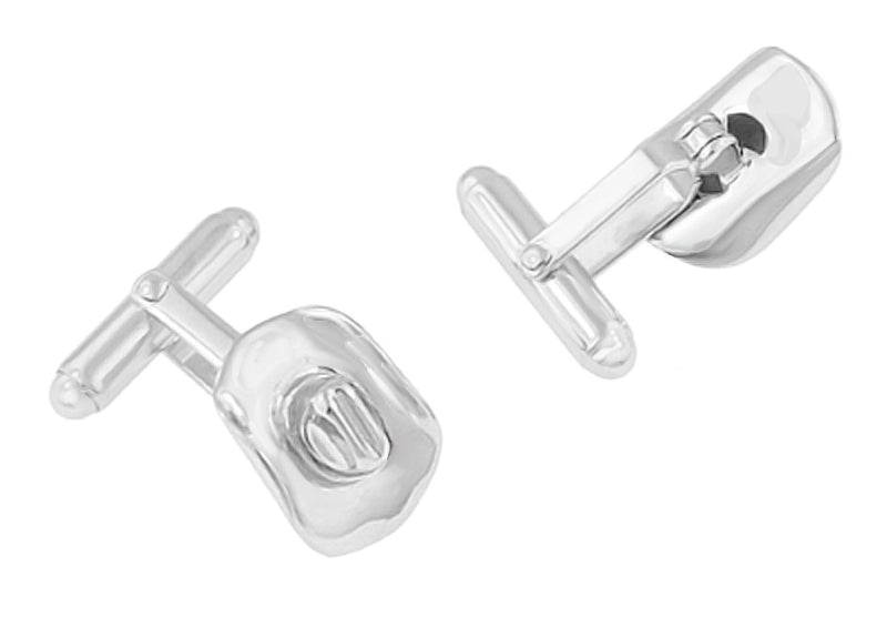 Cowboy Hat Cufflinks in Sterling Silver - Item: SCL117 - Image: 2