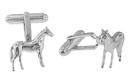 Horse Cufflinks in Sterling Silver - Item: SCL128 - Image: 2