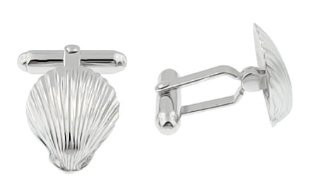 Sea Shell Cufflinks in Sterling Silver - Item: SCL158 - Image: 2