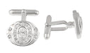 1970's Style Classic Oval Cufflinks Set with Cubic Zirconia ( CZ ) Gemstones in Solid Sterling Silver