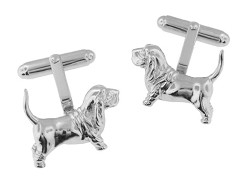 Basset Hound Dog Cufflinks in Sterling Silver