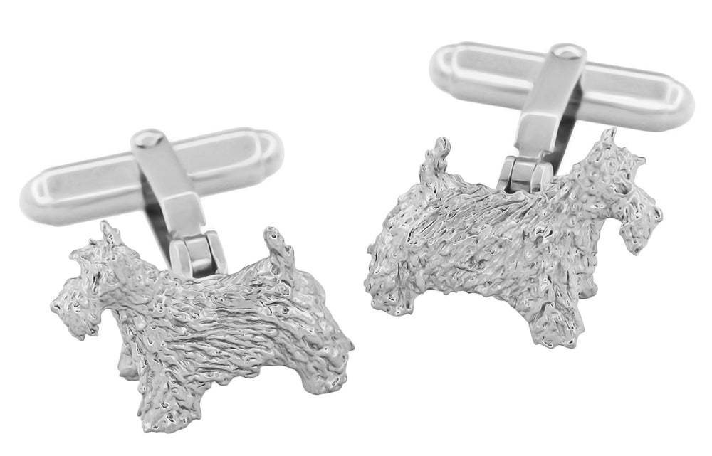 Scotty Dog Cufflinks - Solid Sterling Silver - SCL246W