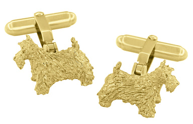 Yellow Gold Scottie Dog Cuff Links - Vermeil - SCL246Y