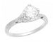 Art Deco Floral Carved Filigree CZ Promise Ring in Sterling Silver