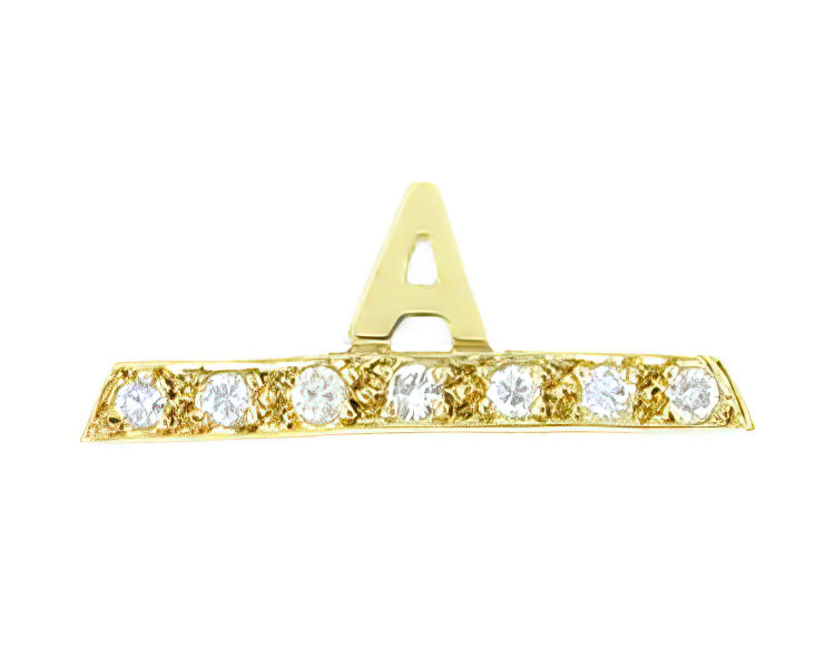 Vintage 1960's Initial "A" Diamond Tie Tack in 14 Karat Gold