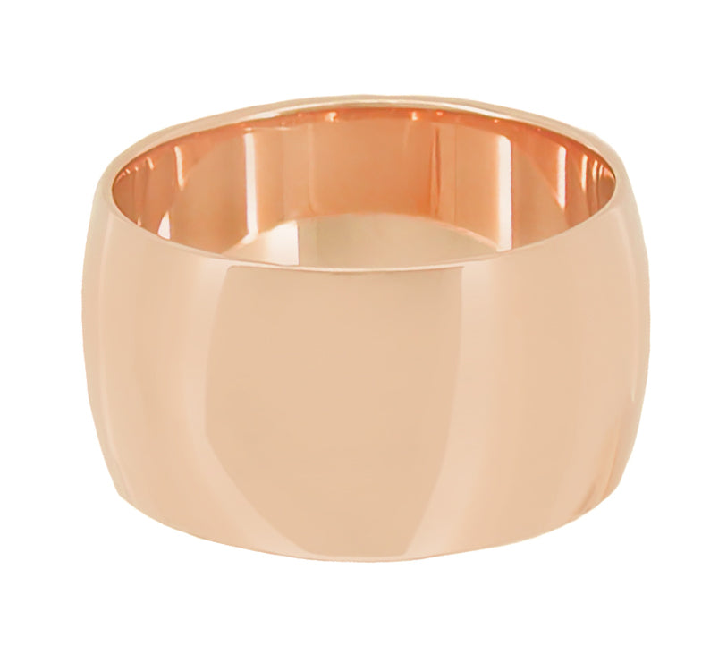 Classic 14K Rose Gold 10mm Wide Wedding Band Ring ( Pink Gold ) - Item: WR107 - Image: 2