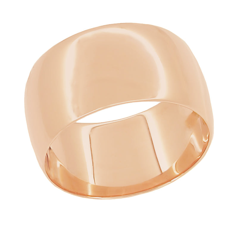 Classic 14K Rose Gold 10mm Wide Wedding Band Ring ( Pink Gold )