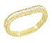 Art Deco Yellow Gold Carved Wheat Curved Wraparound Diamond Wedding Ring - 14K or 18K