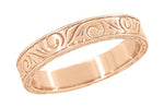 Men's Art Deco Scrolls Engraved Wedding Band in 14 Karat Rose Gold