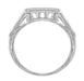 Art Deco Filigree Square Contoured Diamond Wedding Ring in Platinum