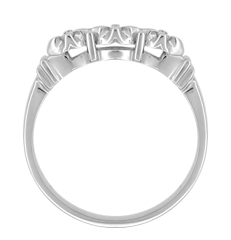 Side of 1950s Vintage Galaxy Diamond Wedding Ring White Gold - WR481