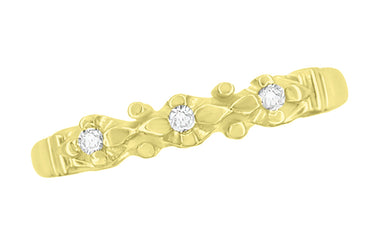 1950's Mid Century Retro Yellow Gold Starburst Galaxy Diamond Wedding Ring - alternate view