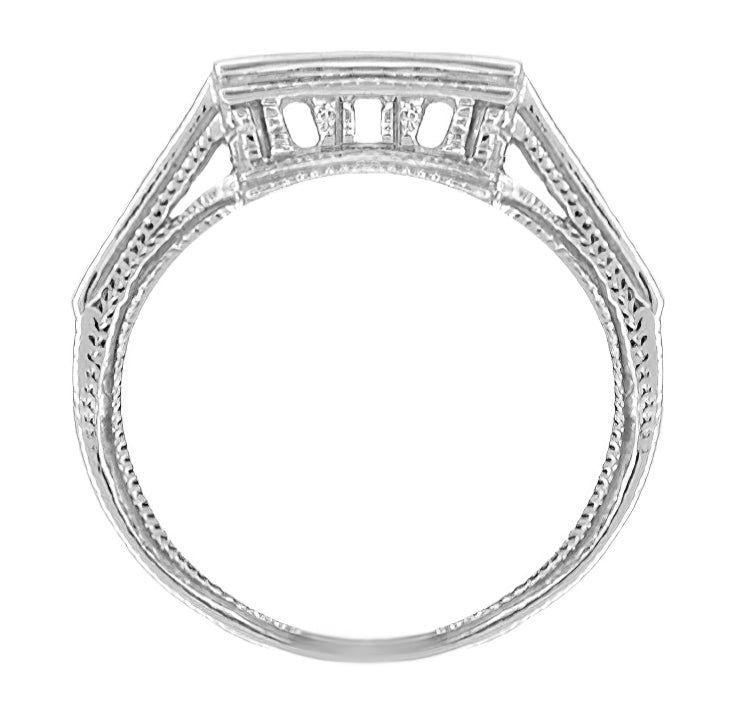 Art Deco Diamonds Filigree Companion Wedding Ring in Platinum - Item: WR660 - Image: 2