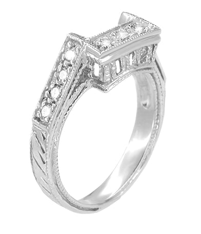 Art Deco Diamonds Filigree Companion Wedding Ring in Platinum